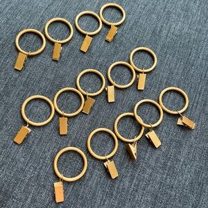 Set of 14 brushed gold curtain rings